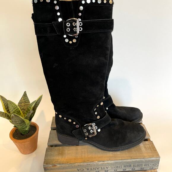 Sam Edelman Deryn Suede Studded Mid Calf Boots In Black Size 8 New - Picture 3 of 10